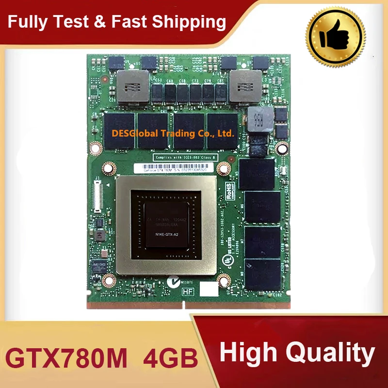 Best Original GTX 780M GTX780M VGA Video Graphic Card 4GB N14E GTX A2 For Laptop DELL Alienware M17X R4 R5 M18X R2 R3 100% Working