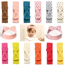 80902 г., головная повязка с бантиком для младенцев, гибкая многомодельная лента для волос в горошек на осень и зиму, стиль, однотонные Детские волосы
