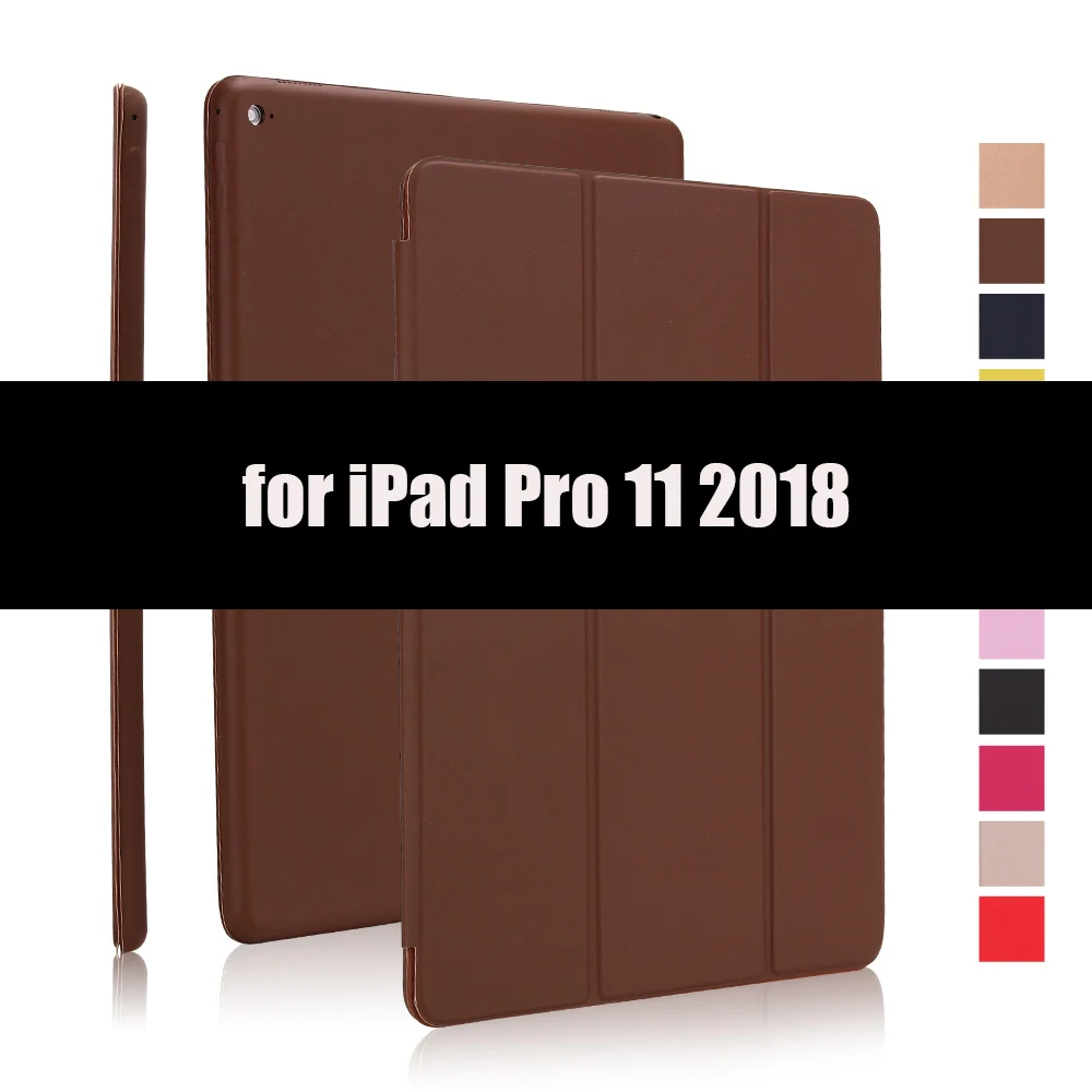 Чехол для iPad Pro 11 Smart Cover для iPad Pro 12 чехол Магнитный PU кожаный флип-чехол для iPad 11 12 дюймов чехол - Цвет: Brown-11