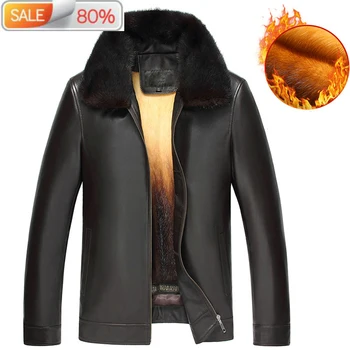 

Winter Genuine Gold Mink Liner Mens Sheepskin Coat Real Fur Men Warm Leather Jacket KA70A B21349