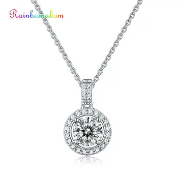 

Rainbamabom 925 Sterling Silver 1 CT Real Moissanite Gemstone Wedding Engagement Pendent Necklace Fine Jewelry Certification