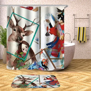 

Character Cartoon Animal 3D Shower Curtain Polyester Waterproof Fabric Knitted Polyester Shower Curtain for Home Decor