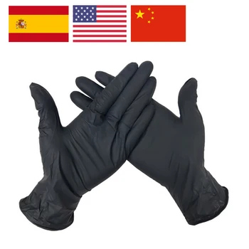 

Spain Fast Delivery 100pcs Disposable Black Gloves Household Cleaning Washing Gloves Nail Art Medical Anti-Static Gloves