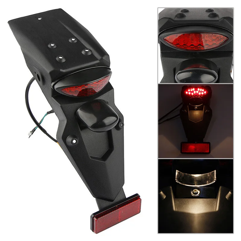 

Universal Motorcycle Rear Fender LED Brake Tail Light Lamp Black ABS Plastic Mudguard Stock For Honda Motorcycle Accessories