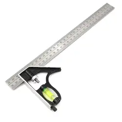 Règle à Angle carré combiné réglable de 300Mm, 45 / 90 degrés avec niveau à bulle, outils de mesure multifonctionnels 