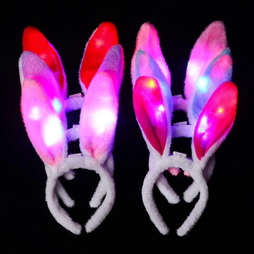 

1Pc Cosplay Plush Rabbit Ear LED Hair Hoop Flashing Glow Headband Crown Heart Light Up Hair Accessories Halloween Party Supplies