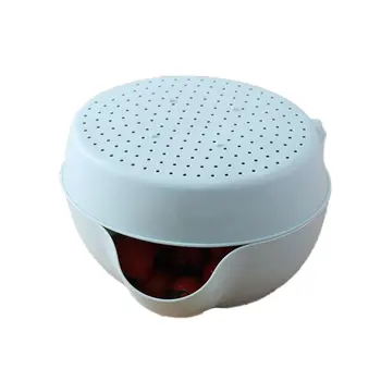 

Double Fruit Tray Drain Basket PP Double-Layer Design Home Use Lazy Candy Tray Box Kitchen Living Room Nibbling