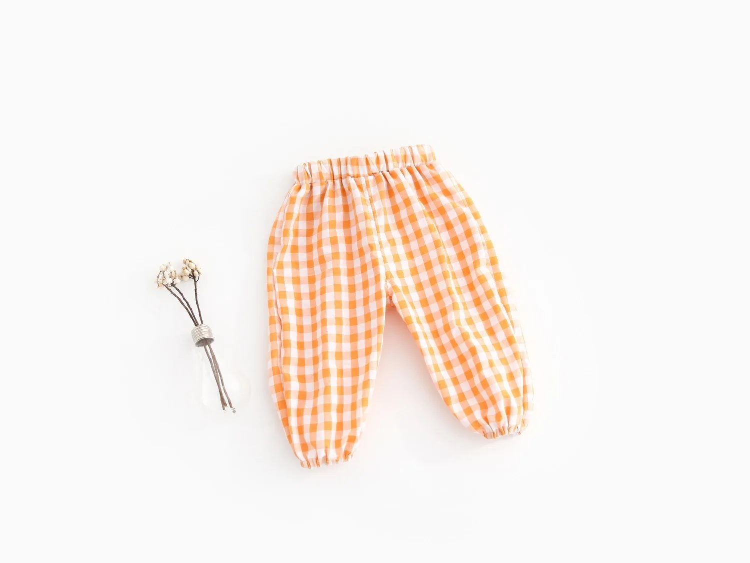 Childrenswear Baby Men And Women Children Plaid Drawstring Top Anti-mosquito ku bao Casual Pants CHILDREN'S Trousers