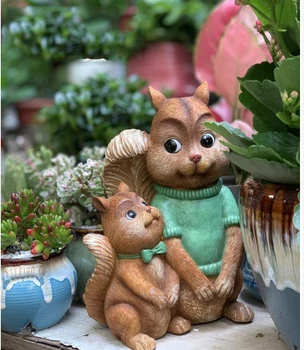 

PASTORAL SIMULATION ANIMAL CUTE SQUIRREL RABBIT RESIN ORNAMENTS COURTYARD GARDEN FIGURINES DECORATION OUTDOOR SCULPTURE CRAFTS