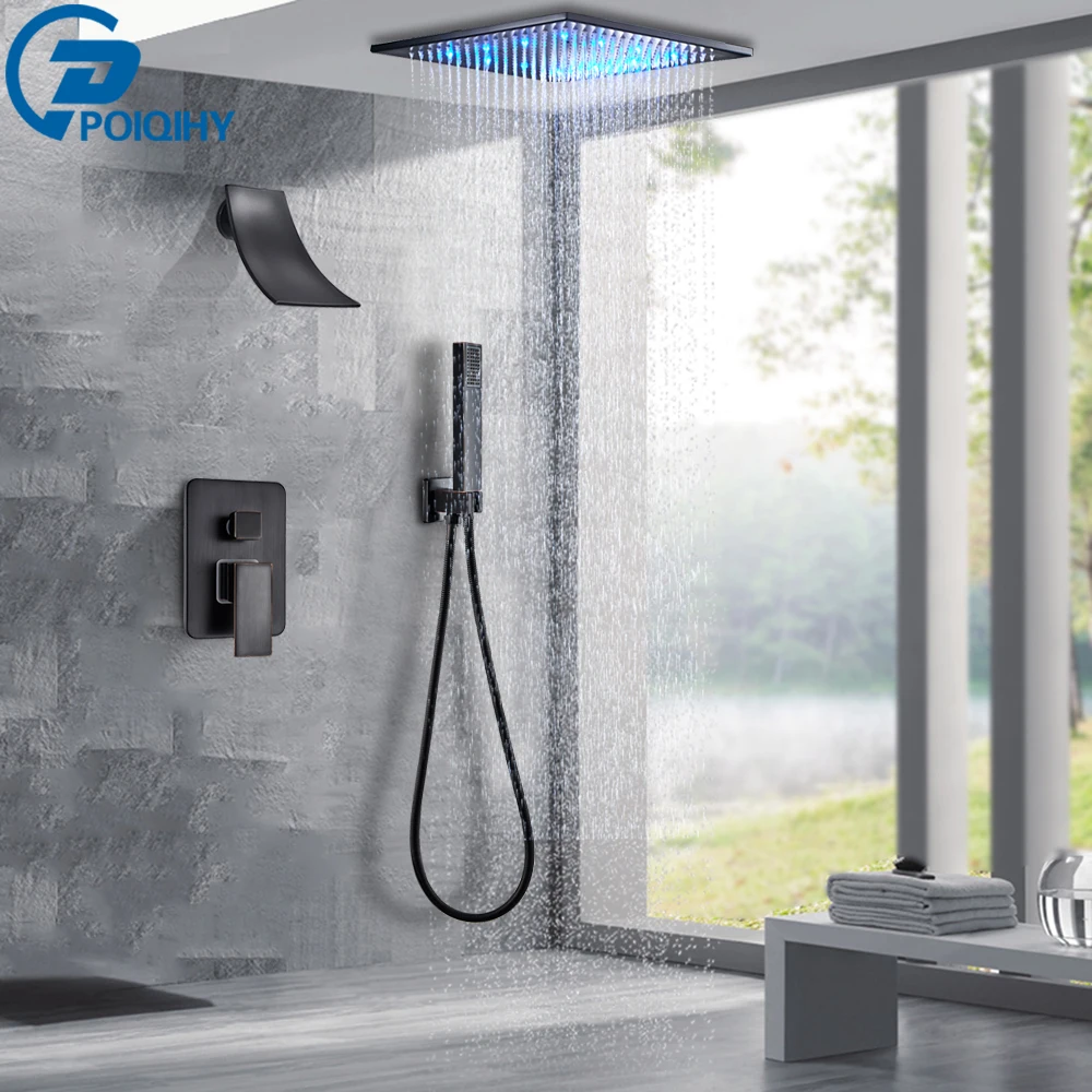 Shower head Hand Spray Faucet Panel Set Wall Mounted Rain Waterfall Mixer Tap 