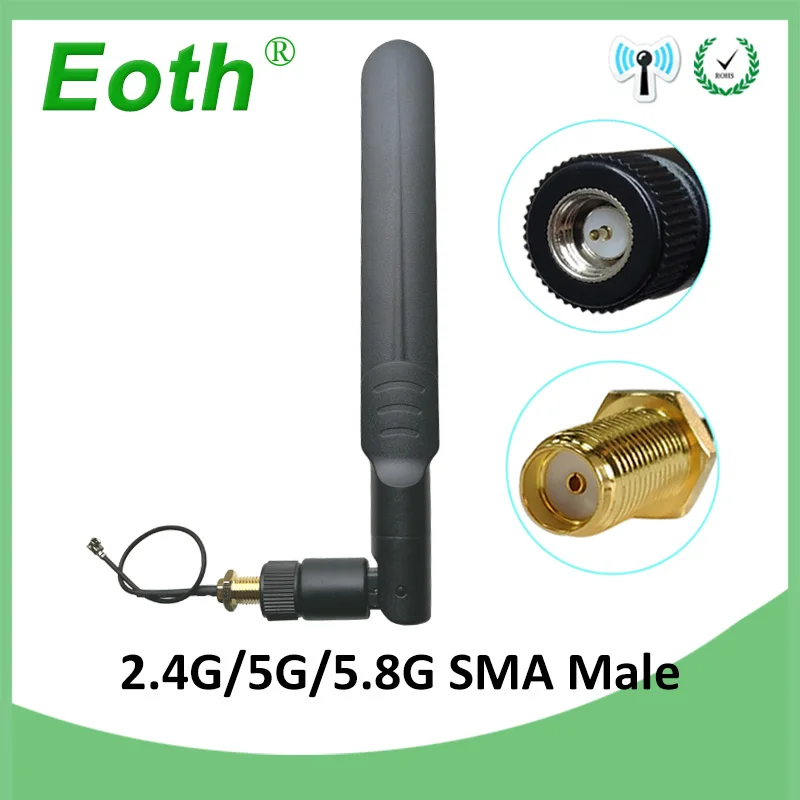 2 4g антенна wi fi 4 ГГц 5G Гц 5 8 GHz Dual Band 8dBi SMA разъем 8G + 21 см соединительный