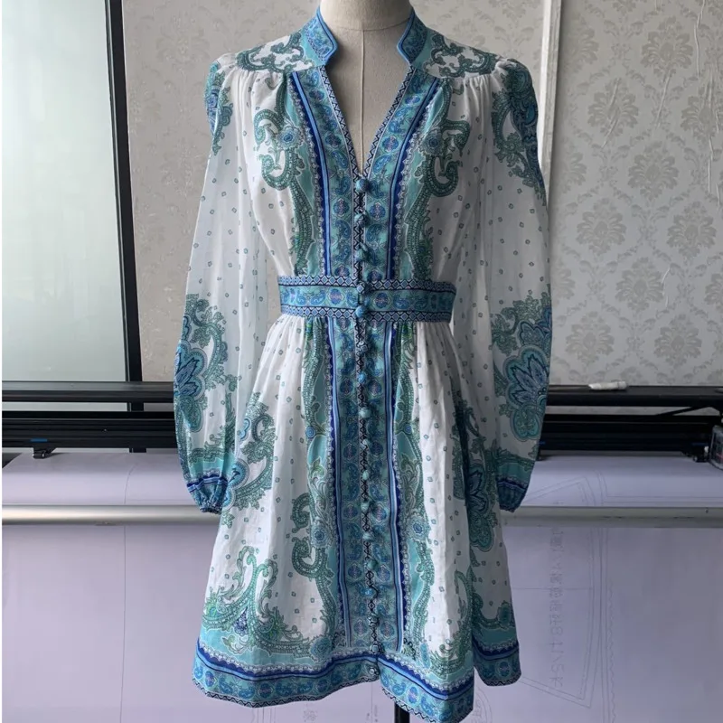 DEAT 2020 New Summer Fashion Women Clothes Lantern Sleeves Embroidery Single Breasted Waist Belt Female Dress WN15305L | Женская одежда