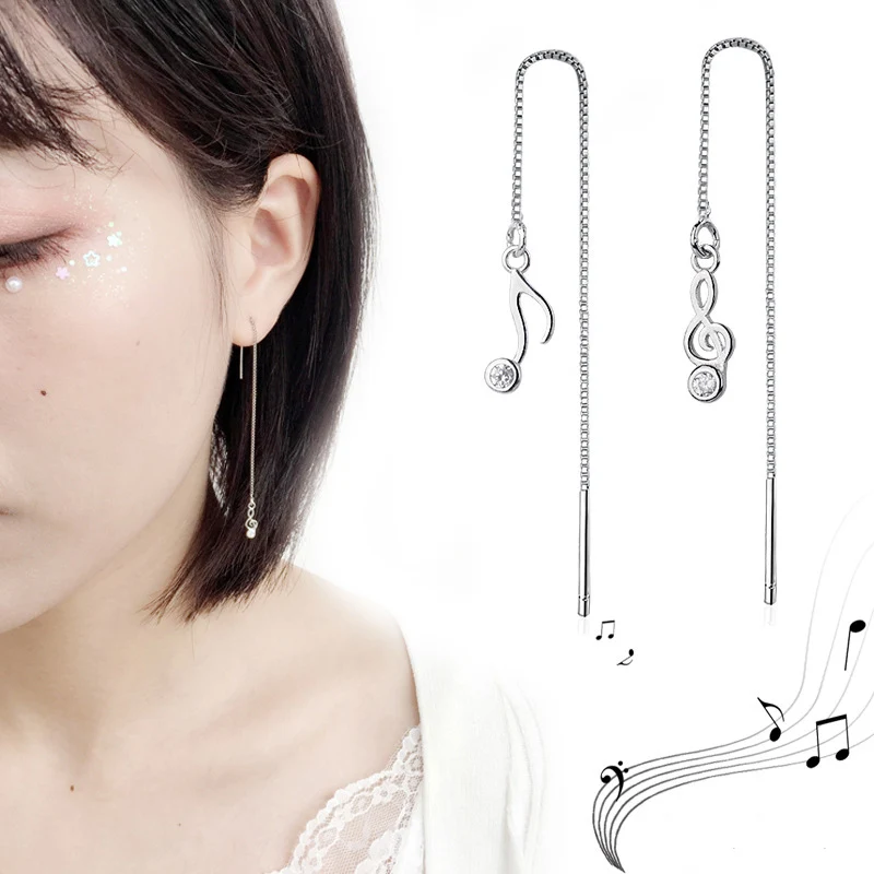 

Todorova Fashion Long Drop Earrings Asymmetric Musical Notes Personality Chain Tassel Dangle Earrings for Women Earline Ear Drop