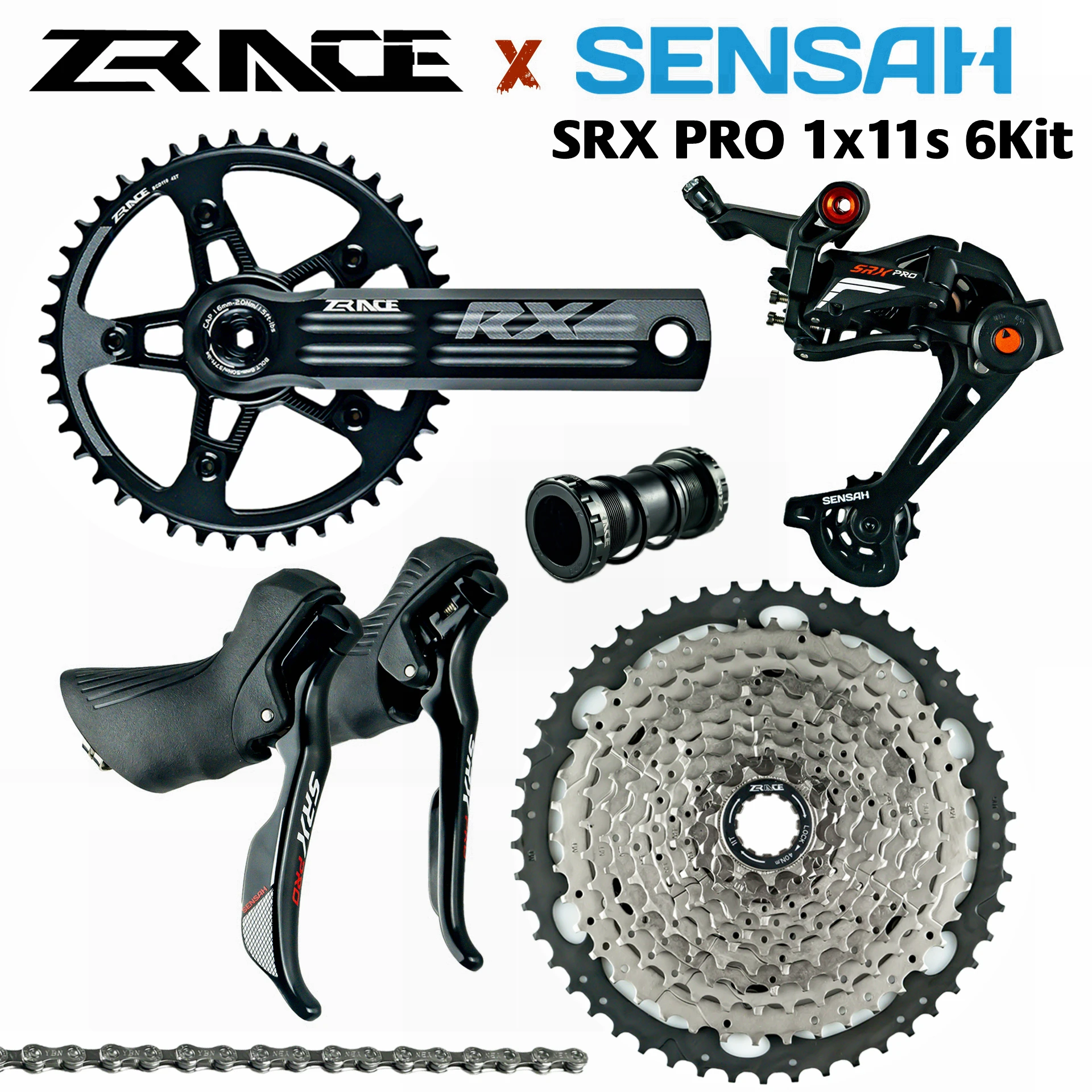 SENSAH SRX PRO 1x11 Speed 11s Road Groupset R/L Shifter + Rear Derailleurs + ZRACE chainset Cassette gravel-bikes Cyclo-Cross