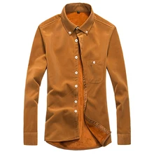 Мужская зимняя одежда плюс бархат утолщение золото теплый бизнес случайный тонкий вельвет с длинными рукавами большой размер S-5XL рубашка