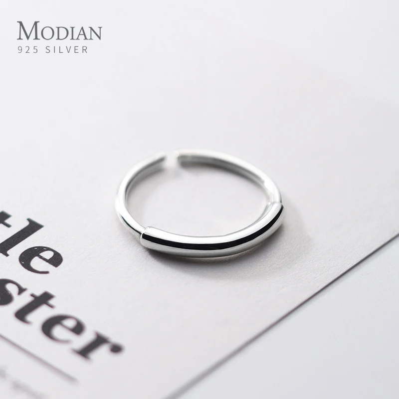 Modian Hot Sale 925 Sterling Silver Minimalist Stackable Finger Ring for Unisex Opening Geometric Fashion Fine Jewelry | Украшения и