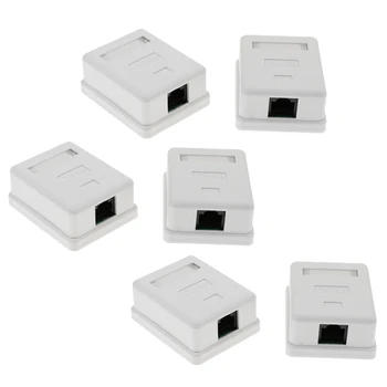 

6Pieces Single Port 8P8C RJ45 Cat5e Network Cable Wall Surface Mount Box Adhesive