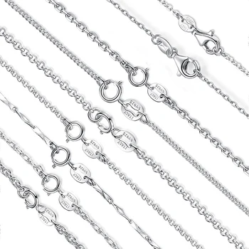 

BELAWANG Real 100% 925 Sterling Silver Adjustable Basic Chain Necklace for Women Lobster Clasp Simple Necklace Summer Jewelry