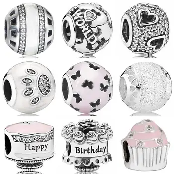 

Logo Forever All Around The World Happy Birthday Cake Tumbling Hearts Beads Fit Pandora Bracelet 925 Sterling Silver Charm