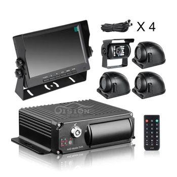 차량 모바일 DVR MDVR 비디오 레코더 시스템, 트럭 밴 버스 RV 7 인치 VGA용 후면 전면 카메라, 4CH, H.265, 1.3MP, 720P