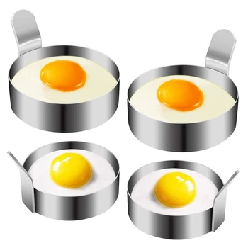 

4 Pack 3/4 Inch Egg Ring, Stainless Steel Omelet Mold Non Stick Pancake Ring Mold for Frying Egg, Egg Ring for Griddle