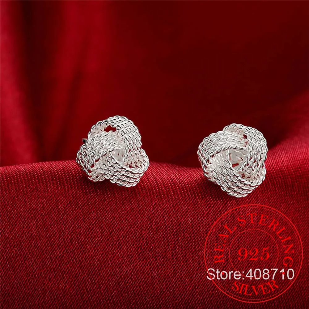 Женские серьги гвоздики из серебра 925 пробы в виде сетки|earrings cc|earrings metalearrings bracelet |