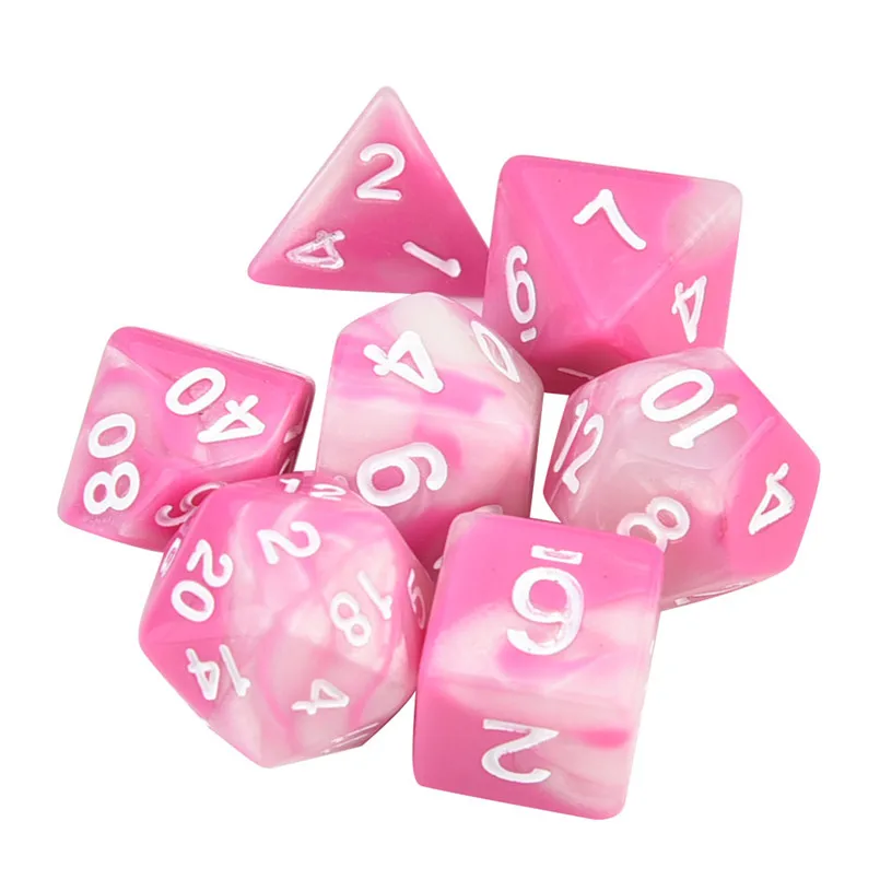 7Pcs dice set trgp game polyhedron D4-D20 multi-faceted new dice tower acrylic dados rpg two-color multi-faced dnd dice 30A19 (19)
