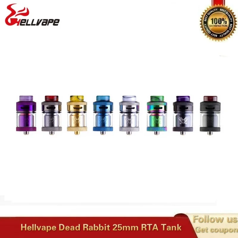  Hellvape Dead Rabbit 25mm RTA Vape Tank 4.5ML Atomizer With Resin Driptip Single Dual Coil Rebuild 