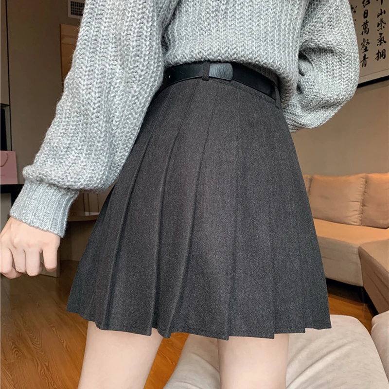 Spring Ladies Pleated Skirts - Solid A-Line Mini Women High Waist Skirts image 4