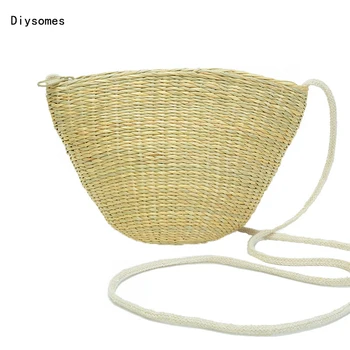 

Diysomes Yellow Grass Diagonal Woven Bag Fashion Straw Holiday Seaside Beach Shoulder Dumpling