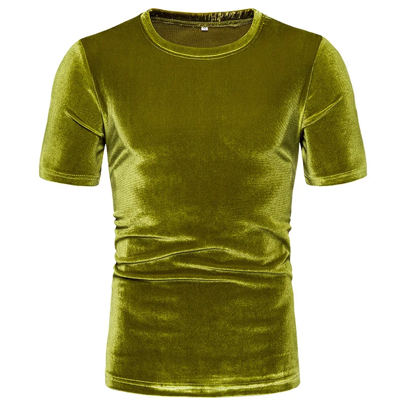 Korean Men Clothes Street Style | Velvet Short Sleeve Tee