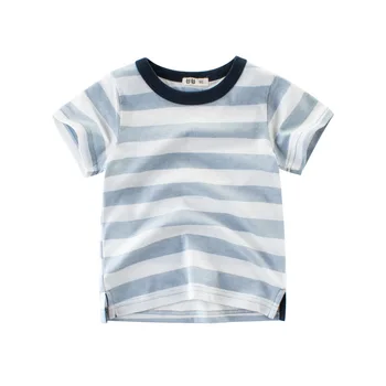 

Korean Children's Clothing Summer New Boy's Short-Sleeved T-shirt Fashion Summer Baby Striped Half Sleeve Children