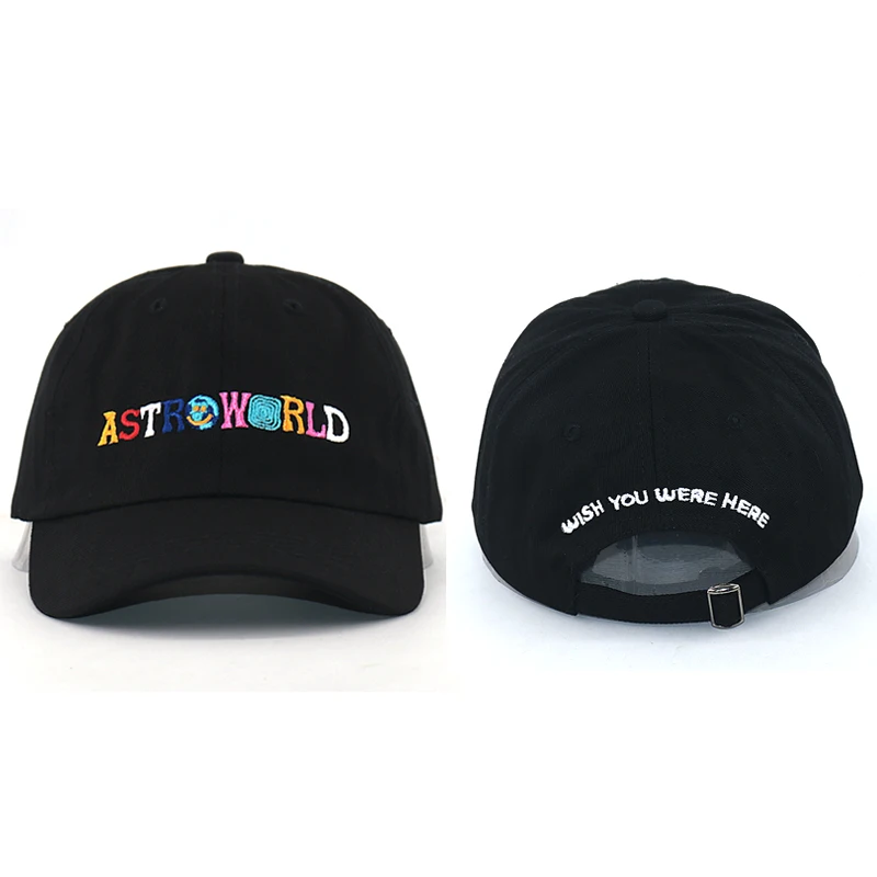 Модные шляпы для папы, бейсболка с вышитыми буквами ASTROWORLD, хлопковая Регулируемая Черная кепка в стиле хип-хоп, унисекс