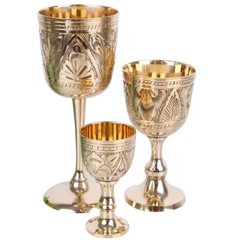 

Classical Household Brass Wine Cup Handmade Exquisite Sculpture Pattern Random RanSmall Goblet Kitchen Bar Copper Wine Glass