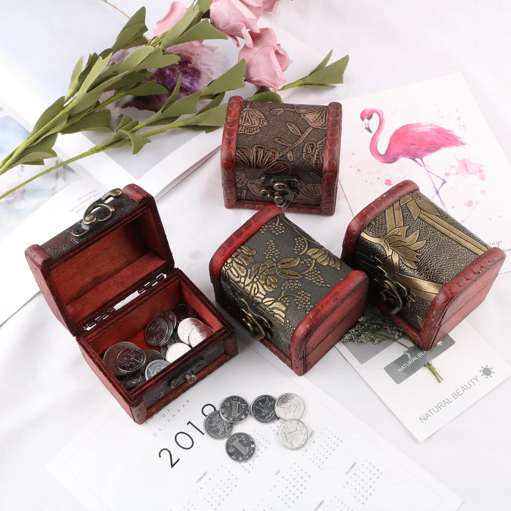 

NICEYARD Retro Small Wood Lock Box Jewelry Bracelet Pearl Case Gift Storage Box Wooden Gift Holder Home Storage