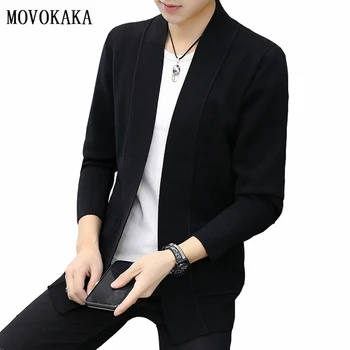 

Spring Autumn Fashion Black Cardigan Sweater Men Knitted Sweater Male Long Sleeve Cardigan Sweaters Men Casual Slim Fit Sweaters