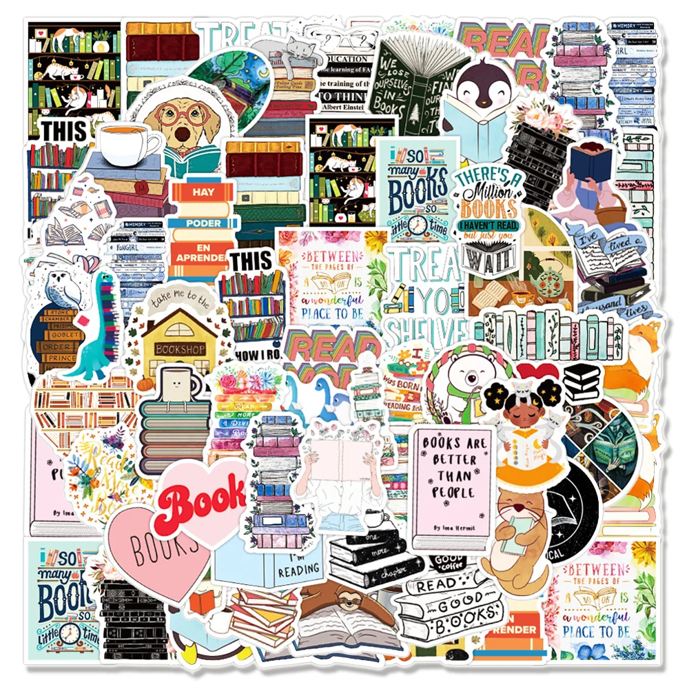 50 unids/pack lindo pingüino libro de lectura calcomanías para cuadernos de ordenador de monopatín de dibujos animados Calcomanía para equipajes de la etiqueta engomada