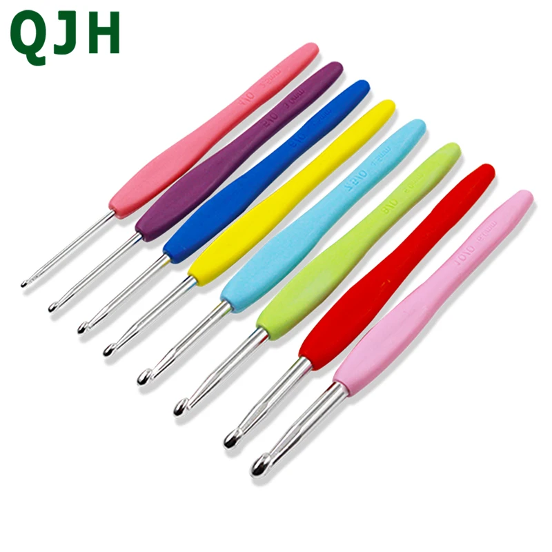 8Pcs Crochet Hooks Knitting Needles Aluminium Set Soft Handle 6A