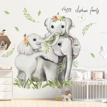 

Removable Wall Sticker Adhesive Cartoon Elephant Family Baby Room Cute Decoration Wallpaper Kindergarten Classroom Wall Paper