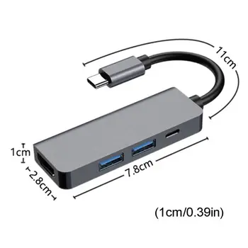 

4 in 1 Type-c to HDMI-Adapter 2 USB 3.0 Ports High-Definition HDMI/PD Ports Hub