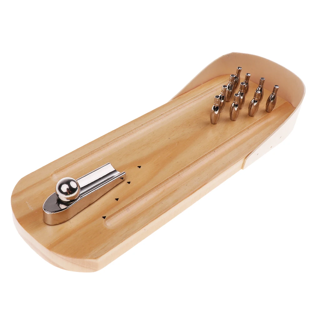 Wooden Mini Bowling Game Set With Lane-Mini Tabletop Bowling Toy