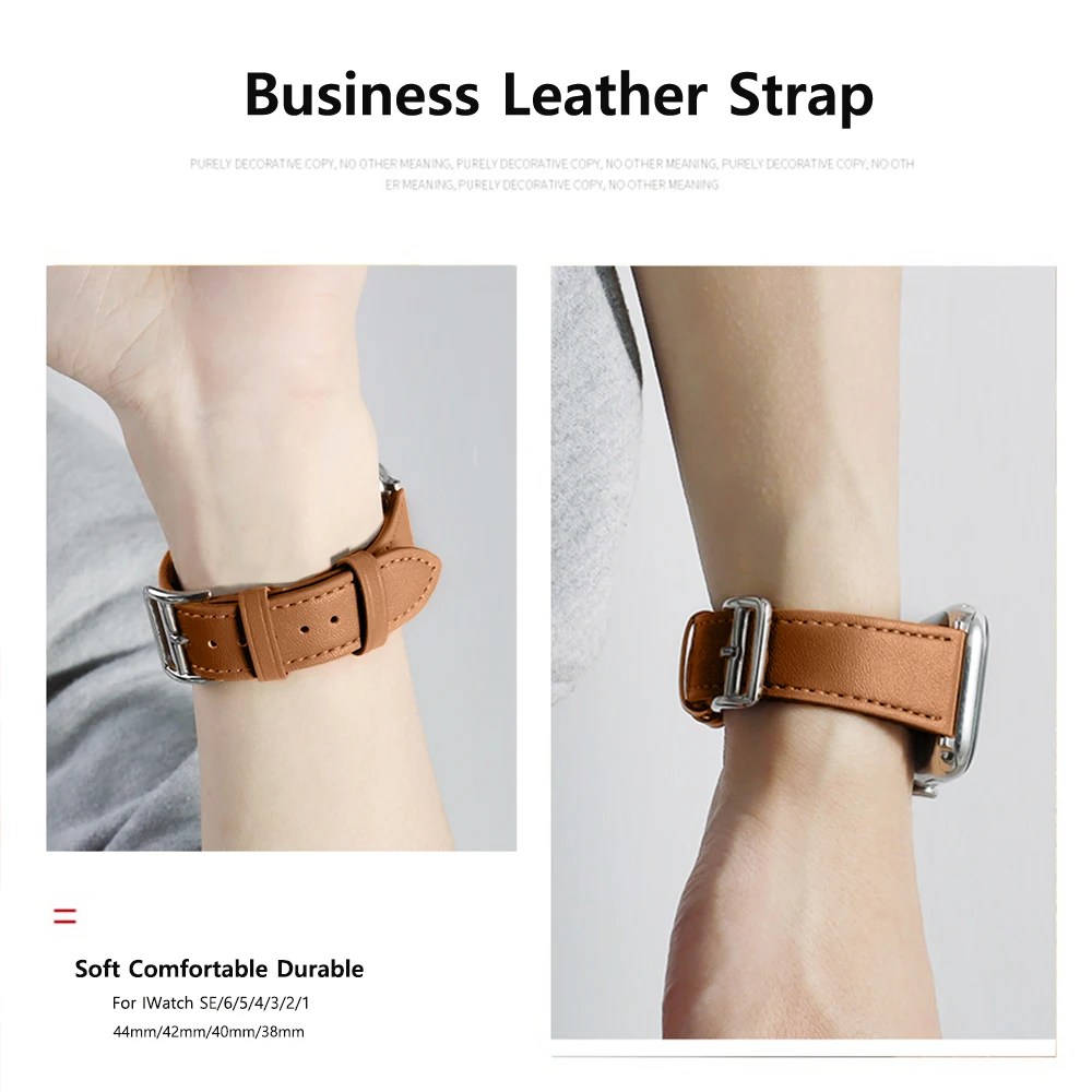 Business Real Leather Loop Bracelet Belt Band for Apple Watch SE 7654 42MM 38MM 44MM 40MM Strap on Smart iWatch 3 Watchband 45mm