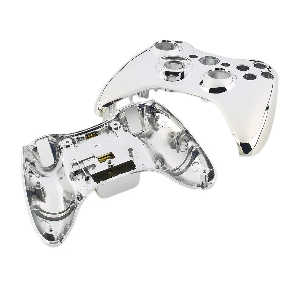 Пользовательские Серебристый Хром контроллер В виде ракушки для Xbox 360 Корпус с Полный хром золотыми Пуговицы Подставки Интимные аксессуары