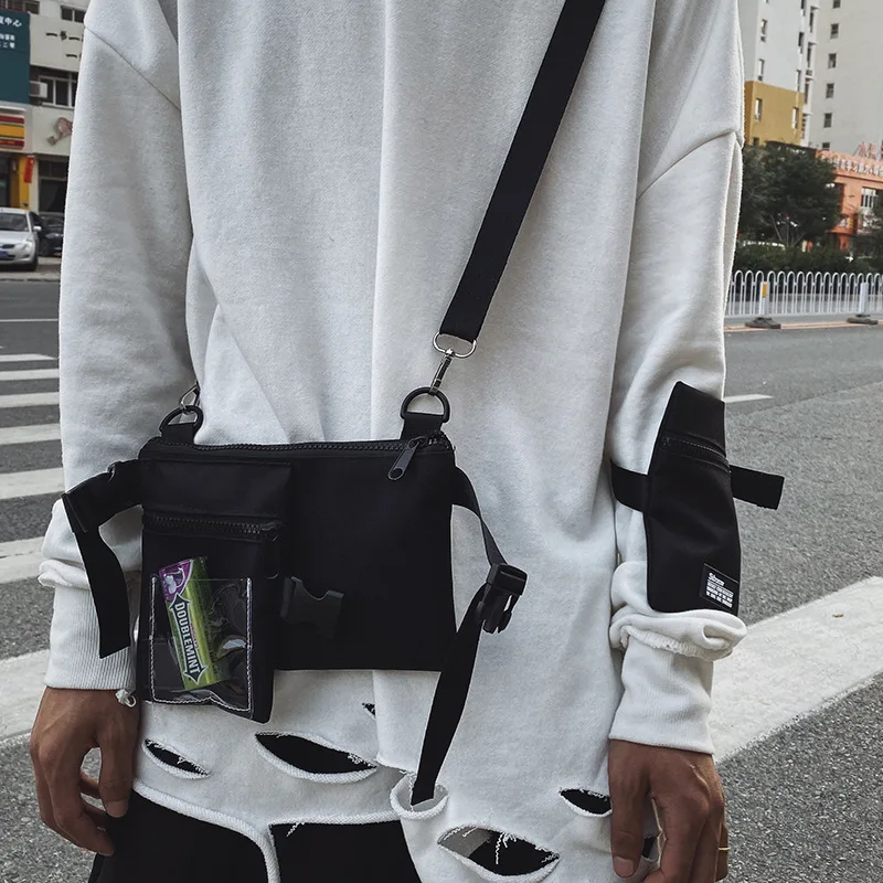 

Men Messenger Bag Canvas Detachable Hip Hop Multifunction Shoulder Bag Male Handbag Mini Crossbody Bags Travel Small Waist Bag