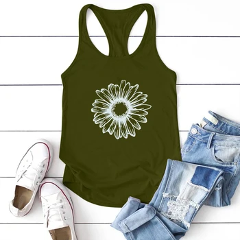 

Sunflower Print Tanks Tops Sleeveless Women Summer Tops for Ladies 2020 Plus Size Vest Loose Female Streetwear Top Verano Mujer