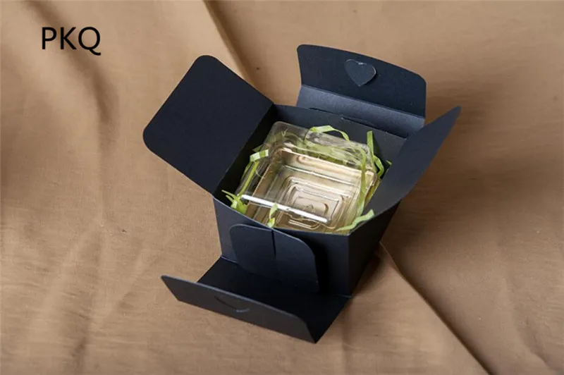 20 шт 80*80*50 мм мини черная/крафт-бумага коробка, маленькая одиночная коробка для торта упаковка с лентой, DIY Свадьба Рождество Подарочная коробка
