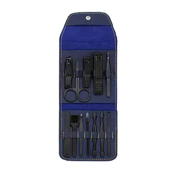 

1 Set 12pcs Manicure Tool Kit Professional Nail Art Tools Portable Nail Clipper Trimmer Nail File Set (Navy)
