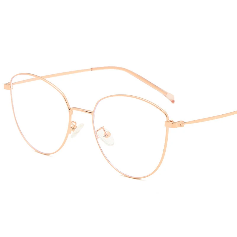 Rose gold Новые анти-синие очки Модные металлические плоские линзы мужские и женские близорукие очки с открывающейся зеркальной рамкой - Цвет оправы: Rose gold