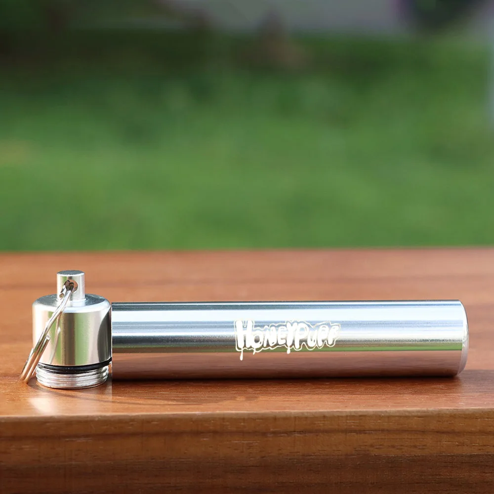 Cute Small Metal Tube Container - Airtight Water Proof and Smell Proof - Perfect for Purse Pocket Travel (Silver, Small)