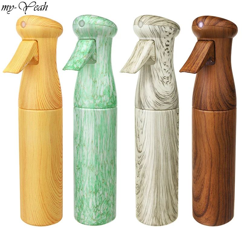 

250ml Refillable Hairdressing Spray Bottle Wood Grain Mist Bottle Atomizer Barber Pro Salon Hair Styling Tool